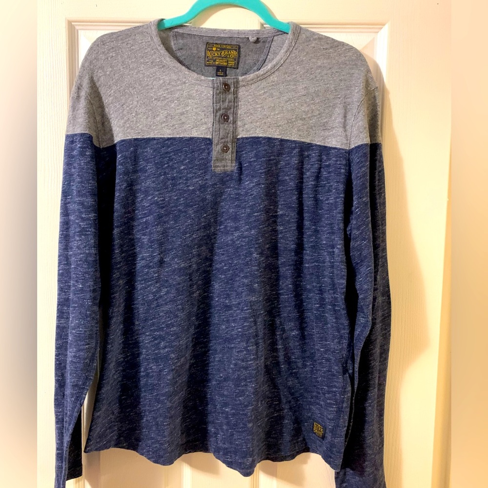 Lucky Brand Men's Long Sleeve Two-Tone Henley - Gray & Navy